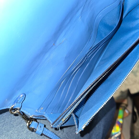 Coach Pebbled Ombre Rivet Foldover Crossbody Lapis Blue 57863 - Picture 5 of 6